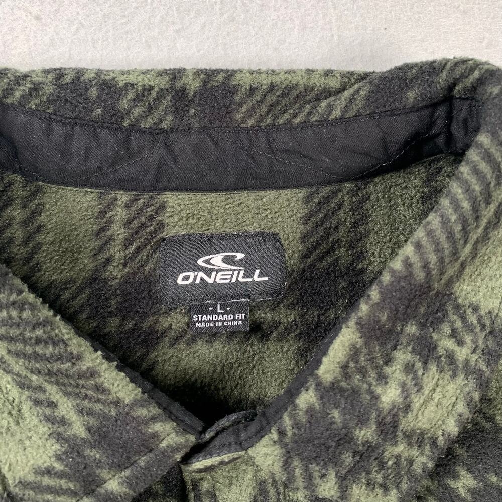 O'neill Shirt Mens Large Super Fleece Icecap Flannel Snap Button Plaid Green - Picture 3 of 10